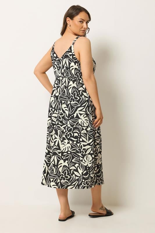 YOURS Plus Size Black Tropical Keyhole Dress | Yours Clothing 2
