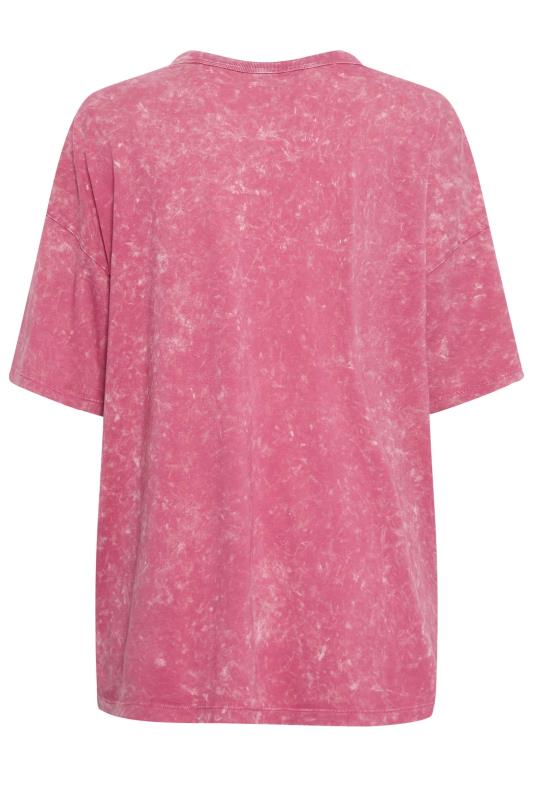 YOURS Plus Size Curve Pink Acid Wash Oversized Boxy T-Shirt | Yours Clothing  7