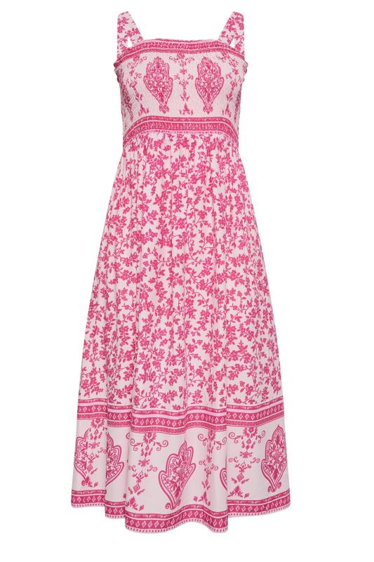 LIMITED COLLECTION Plus Size Pink Floral Print Shirred Maxi Dress | Yours Clothing 5
