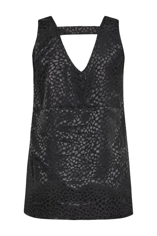 Plus Size Black Animal Print Satin Vest Top | Yours Clothing 7