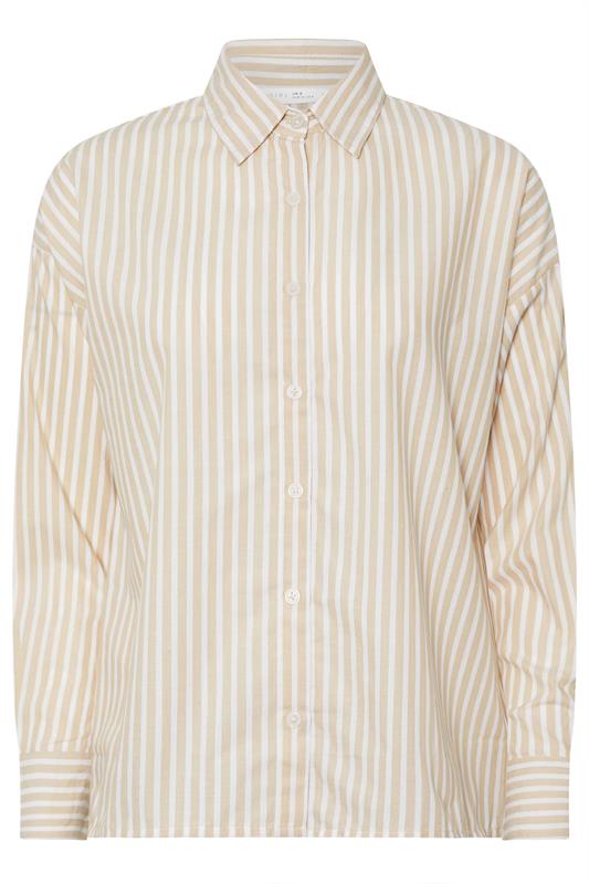 PixieGirl Petite Women's Stone Brown Stripe Tie Back Cotton Shirt | PixieGirl 5