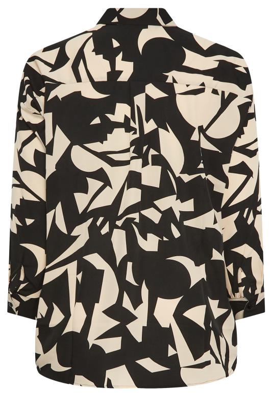 YOURS Plus Size Black & Beige Brown Abstract Print Oversized Shirt | Yours Clothing 8