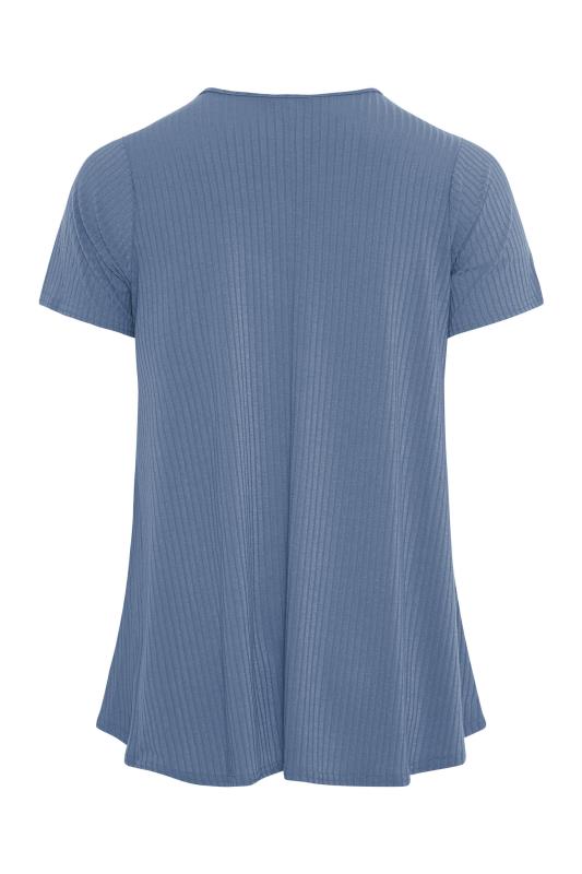 LIMITED COLLECTION Curve Denim Blue Rib Swing Top 6