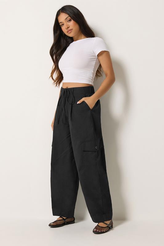  PixieGirl Petite pantalones cargo negros de popelina de algodón con pierna tipo Barrel