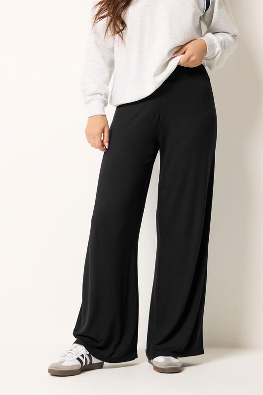 PixieGirl Petite Black Wide Leg Trousers | PixieGirl  2