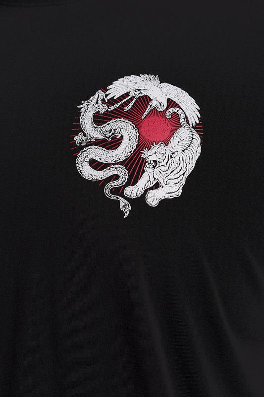 BadRhino Big & Tall Black Extra Long Japanese Animal Graphic T-Shirt | BadRhino 5