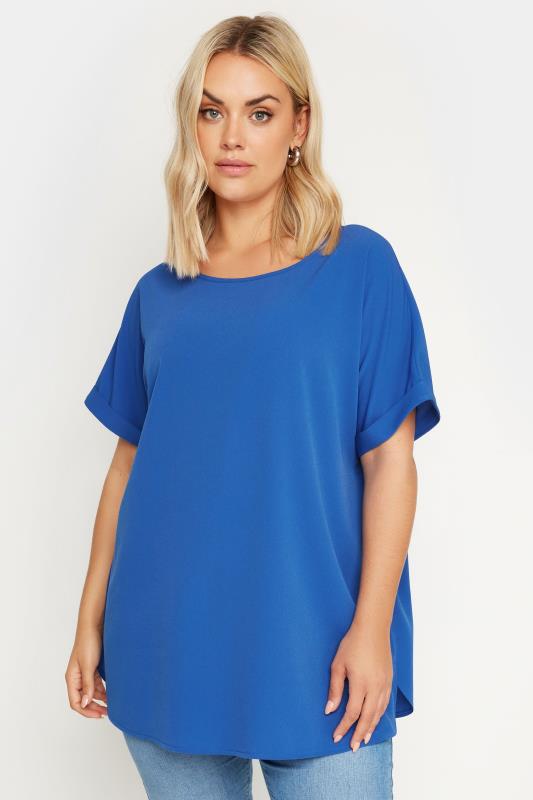Plus Size  YOURS Curve Cobalt Blue Boxy T-Shirt