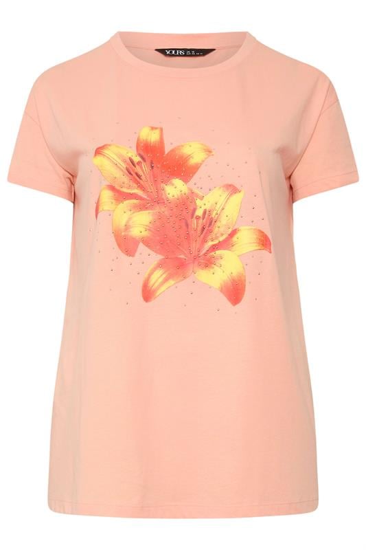 YOURS Plus Size Orange Flower Graphic T-Shirt | Yours Clothing 5