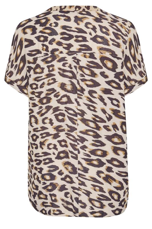 Curve Beige Brown Animal Print Grown On Sleeve Chiffon Shirt 8