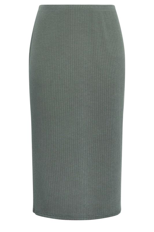 YOURS Plus Size Sage Green Ribbed Midi Skirt | Yours Clothing 6