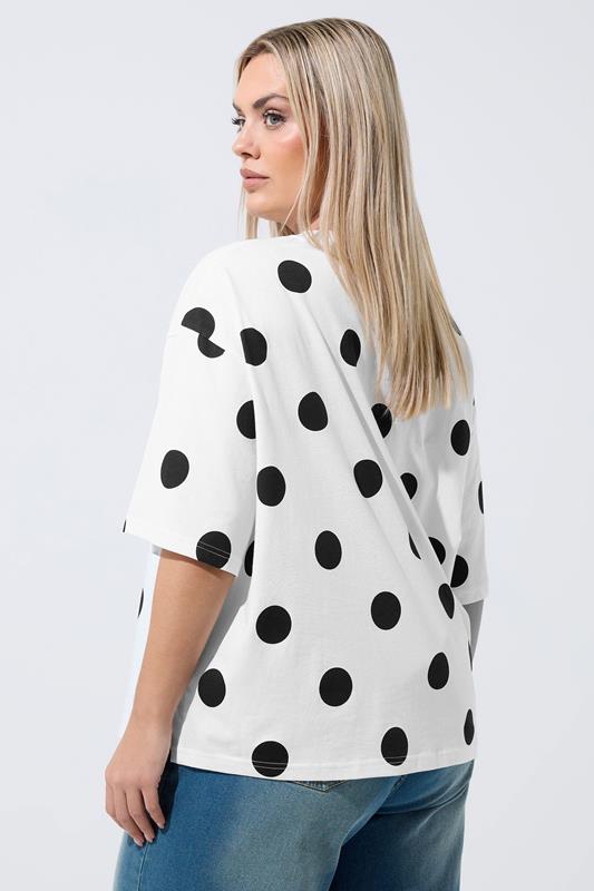 LIMITED COLLECTION Plus Size White Polka Dot T-Shirt | Yours Clothing 4