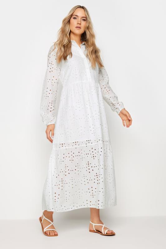 LTS Tall Women's White Broderie Anglaise Maxi Shirt Dress | Long Tall Sally 2