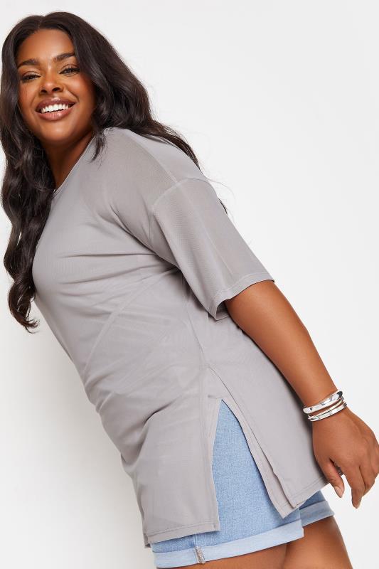 YOURS Plus Size Grey Oversized Mesh Top | Yours Clothing 4