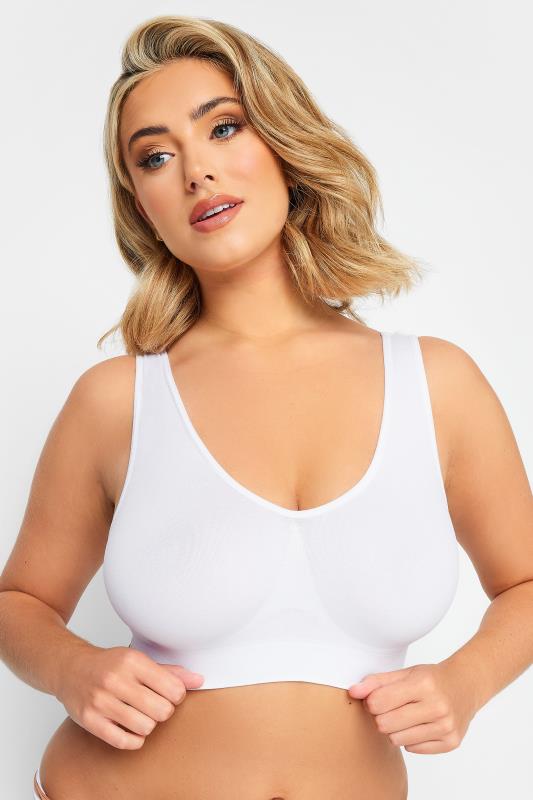  Non-Padded Bras Grande Taille YOURS White Seamless Non-Padded Non-Wired Bralette