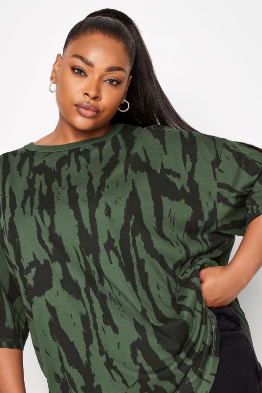 YOURS 2 PACK Plus Size Khaki Green & Black Animal Print T-Shirts | Yours Clothing 5