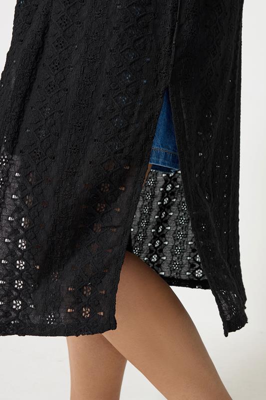YOURS Plus Size Black Broderie Anglaise Kimono | Yours Clothing 4