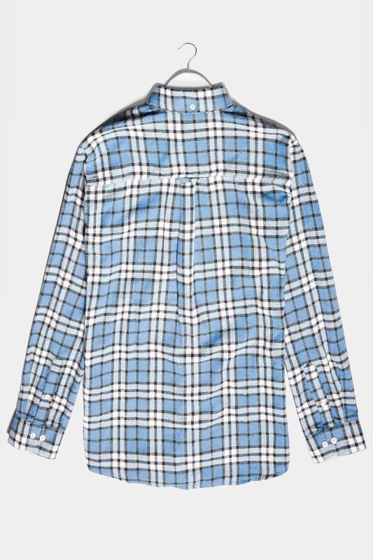 BadRhino Big & Tall Blue Brushed Cotton Flannel Check Shirt 3