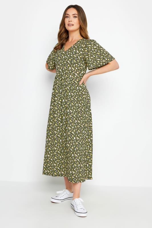  Tallas Grandes M&Co Petite Green & Yellow Ditsy Floral Print Dress