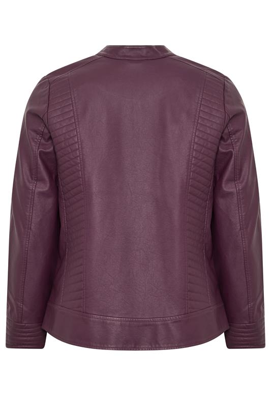 YOURS Plus Size Burgundy Red Faux Leather Jacket | Yours Clothing 7