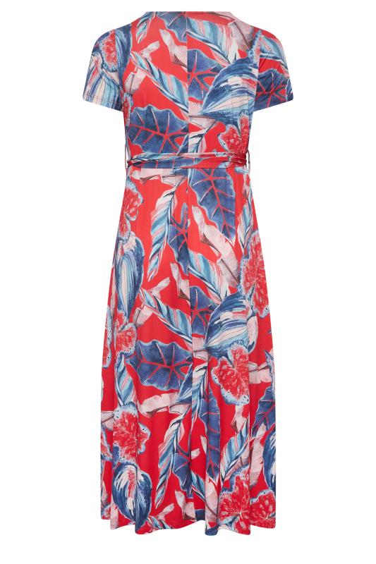 YOURS Curve Plus Size  Red Leaf Print Maxi Wrap Dress | Yours Clothing  7