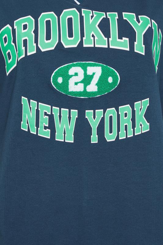 YOURS Plus Size Navy Blue 'Brooklyn New York' Slogan T-Shirt | Yours Clothing 5