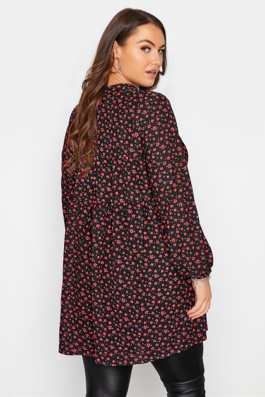 YOURS LONDON Curve Black Ditsy Floral Smock Tunic_C.jpg