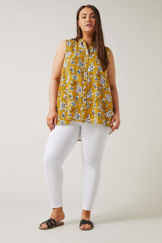 EVANS Plus Size Yellow Floral Print Tunic | Evans 2