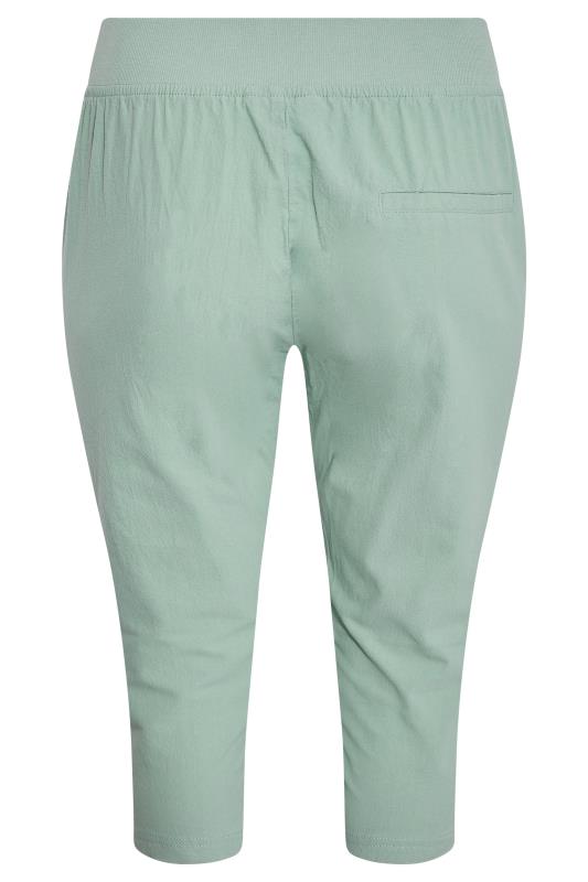 Curve Sage Green Cool Cotton Cropped Trousers 6