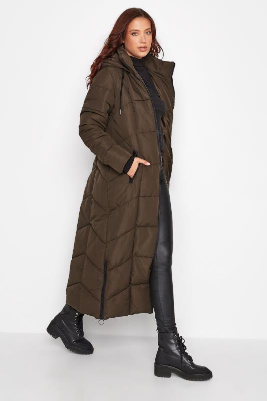 LTS Tall Chocolate Brown Longline Puffer Coat 2