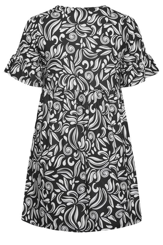 YOURS Plus Size Black Abstract Print Smock Tunic Dress | Yours Clothing 7