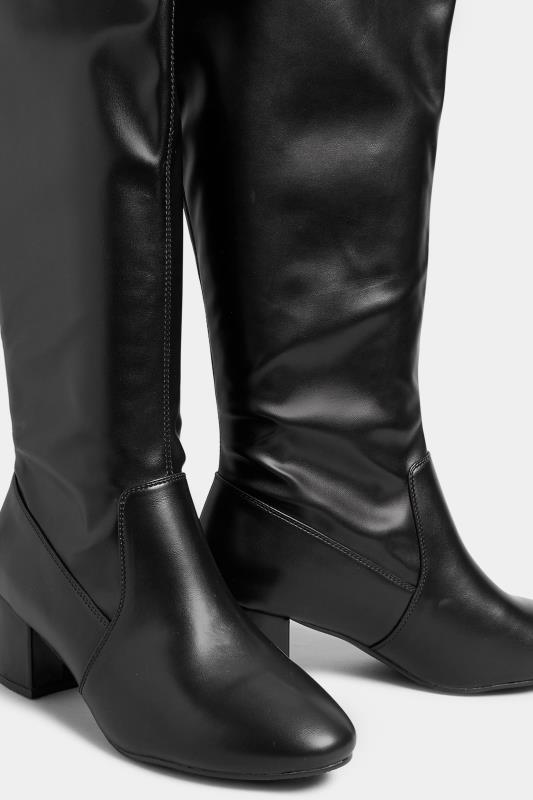 LIMITED COLLECTION Black Stretch Heeled Knee High Boots In Wide & Extra Wide Fit | Yours Clothing 5