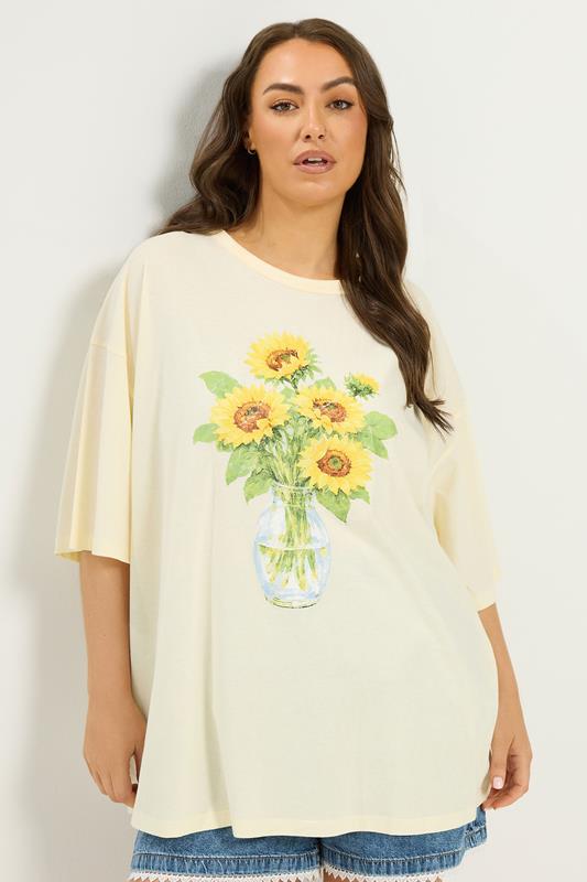  YOURS camiseta amarilla con estampado gráfico de girasoles