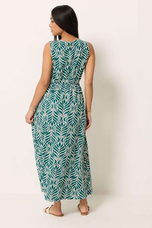 M&Co Petite Green Leaf Print Cotton Maxi Dress | M&Co 4