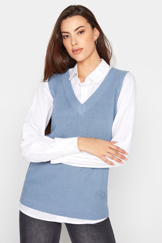 Tall  LTS Blue Knitted Vest