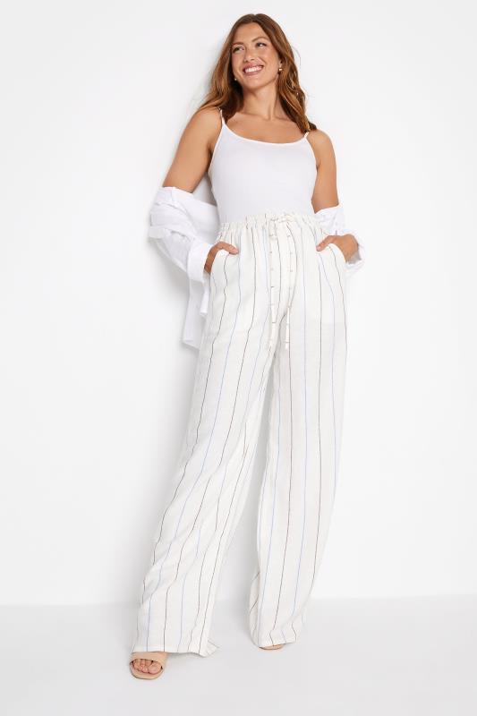 LTS Tall White Striped Wide Leg Trousers 2