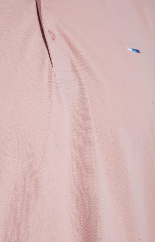 BadRhino Big & Tall Pink Essential Tipped Polo Shirt 2