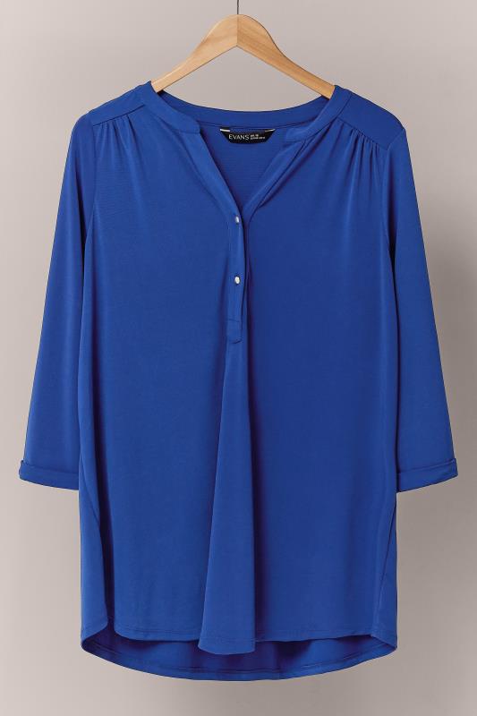 EVANS Plus Size Cobalt Blue Jersey Shirt | Evans 6