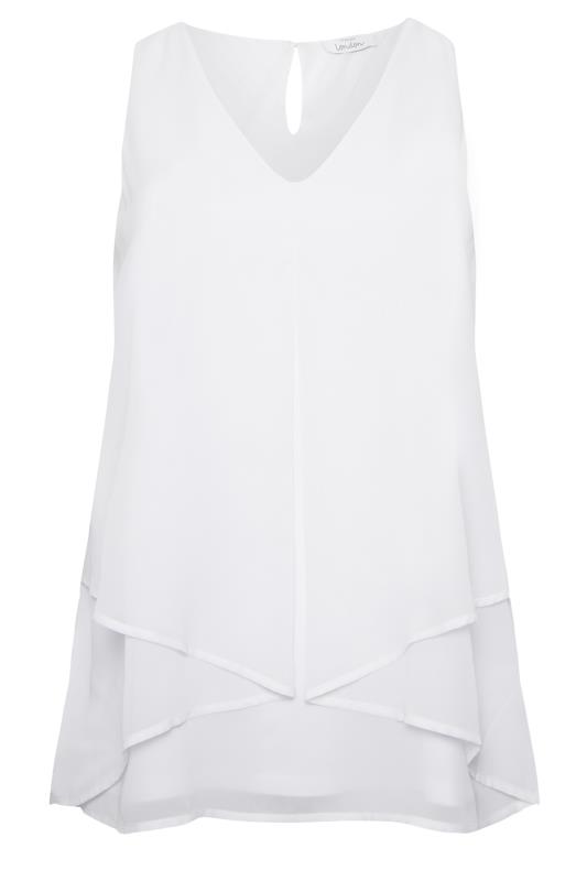 YOURS LONDON Plus Size White Layered Vest Top | Yours Clothing 5