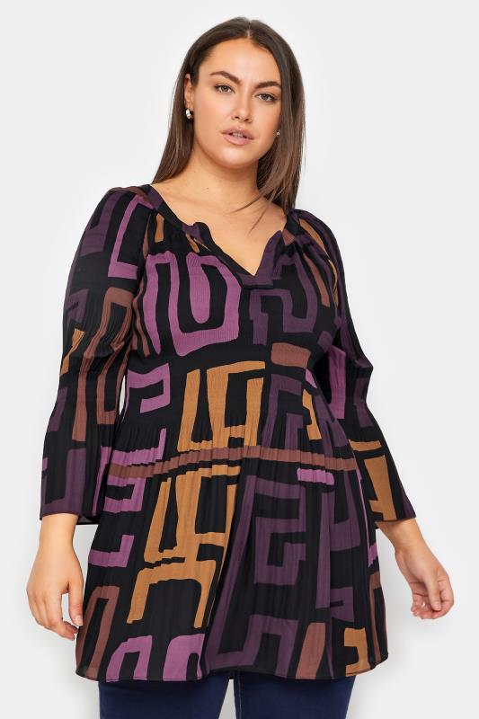 Plus Size  Evans Black Abstract Print Tunic