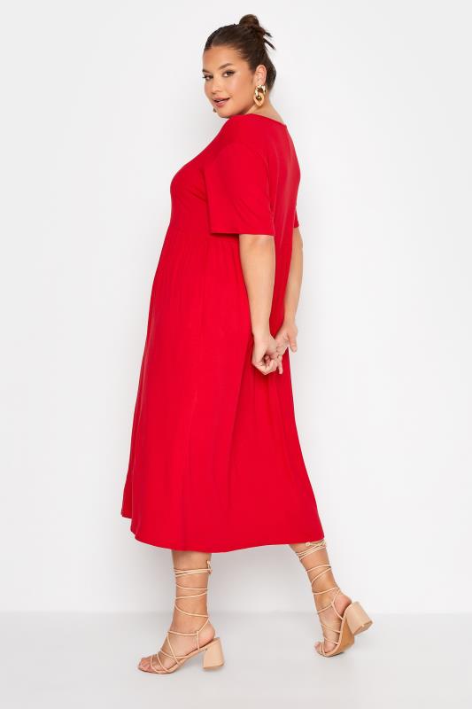 LIMITED COLLECTION Curve Bright Red Throw On Maxi Dress 3