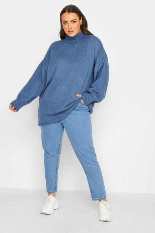 YOURS LUXURY Plus Size Blue Batwing Jumper | Yours Clothing 3