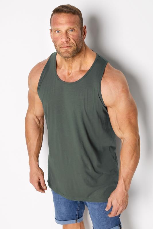 D555 Big & Tall Khaki Green Muscle Vest 1