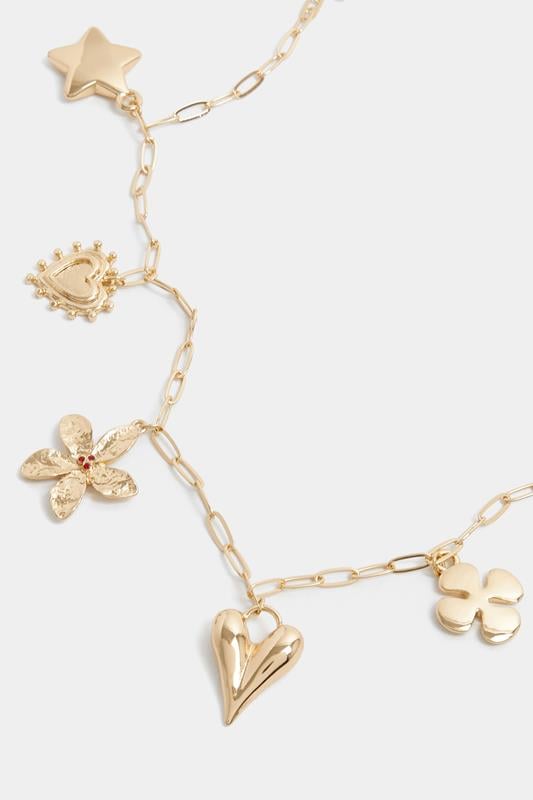 Gold Tone Charm Chain Necklace | Yours Clothing 2