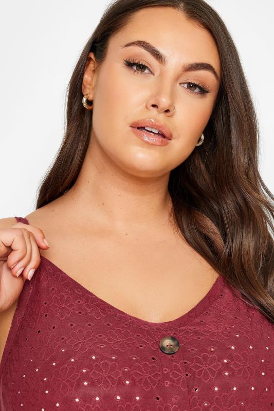 YOURS Plus Size Red Broderie Cami | Yours Clothing  4