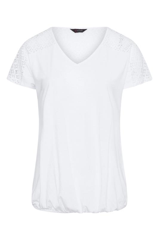 Plus Size White Lace Detail Bubble Hem T-Shirt | Yours Clothing 6
