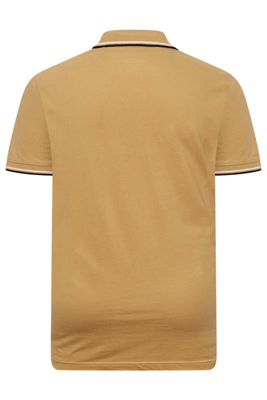 BadRhino Big & Tall Beige Brown Essential Tipped Polo Shirt 2