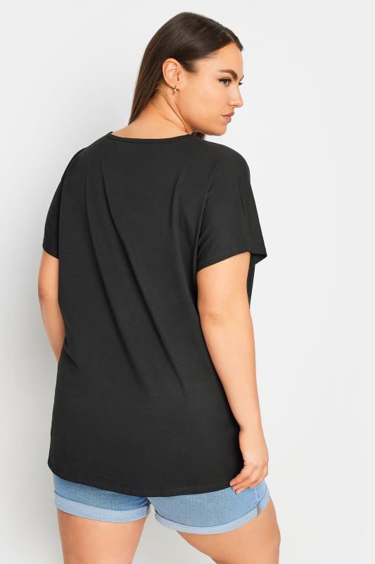 YOURS Plus Size Black Cut Out Butterfly Embellished T-Shirt | Yours Clothing 3