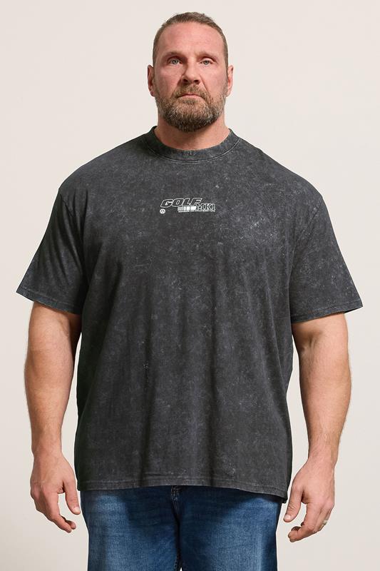  BadRhino Big & Tall zwart acid wash T-shirt met Golf GTI print