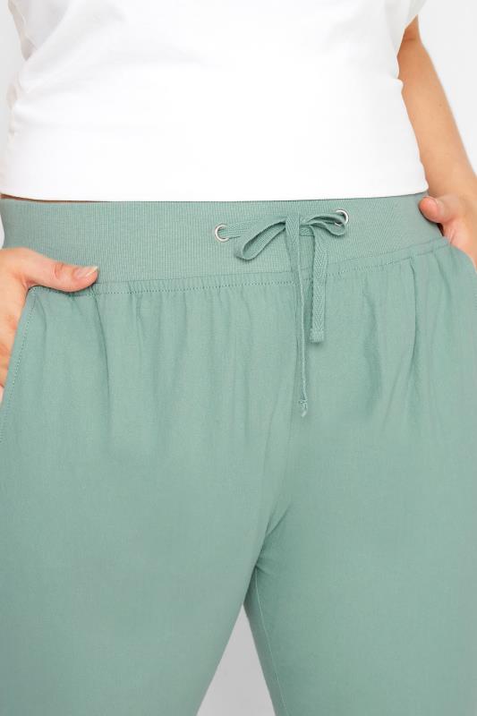 Plus Size Sage Green Cool Cotton Cropped Trousers | Yours Clothing  3