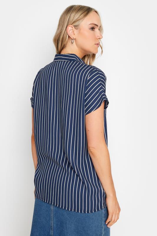 LTS Tall Navy Blue Stripe Print Shirt | Long Tall Sally 3